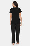 Rosaline Spatial Speckle Knit Cotton Pyjama Set - Black Beauty — thumbnail 3